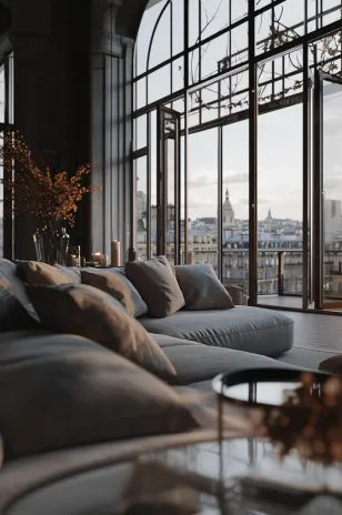 Salon vue sur Paris